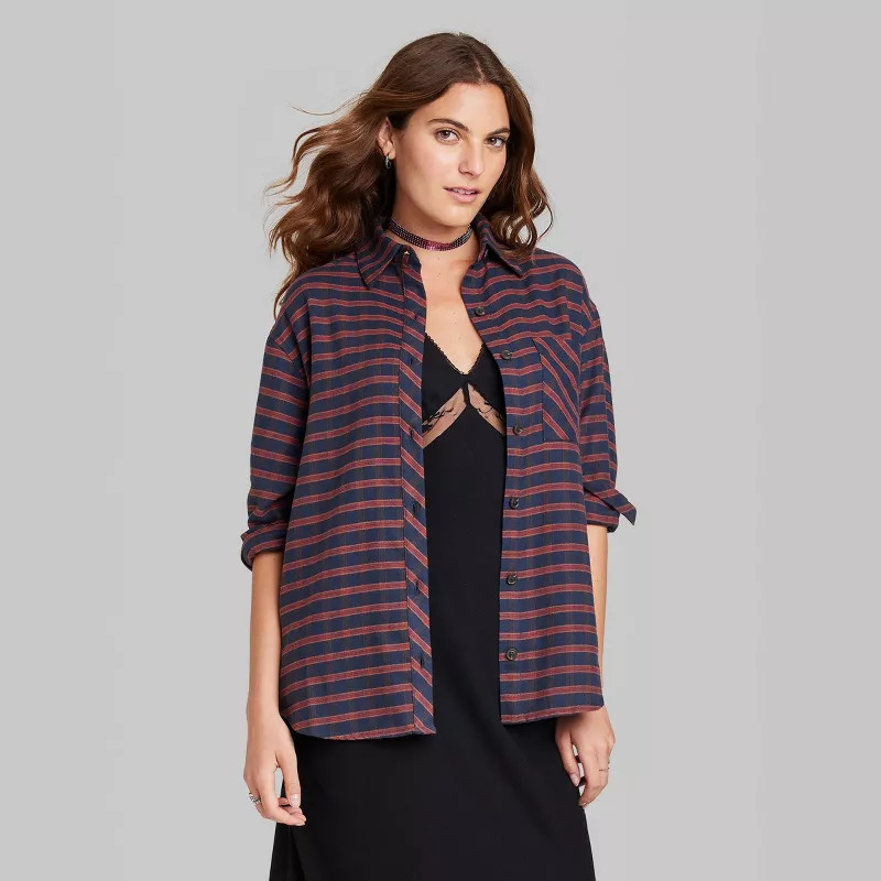 Women's Oversized Button-Down Flannel Shirt - Wild Fable™ Plaid | Target