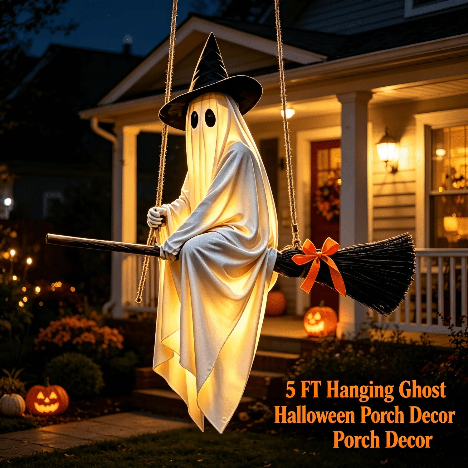 Clearance 5 FT Hanging Ghost Decor,Early Halloween Decorations Light-Up Flying Ghost on Broomstic... | Walmart (US)