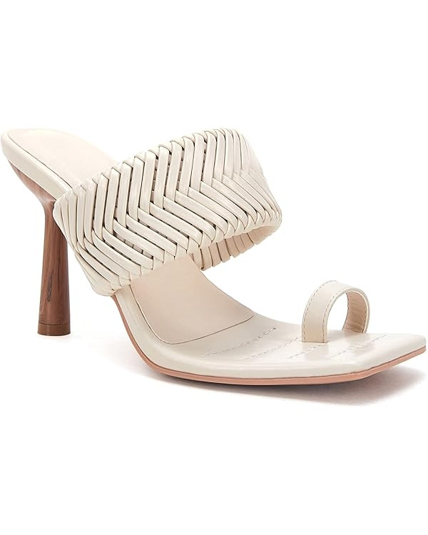 VETASTE Women's Braided Heeled Mule Sandals Square Open Toe Stiletto Backless Strappy Slip On Sli... | Amazon (US)