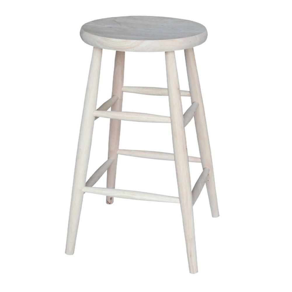 International Concepts 30 in. Unfinished Wood Bar Stool-1S-830 - The Home Depot | The Home Depot