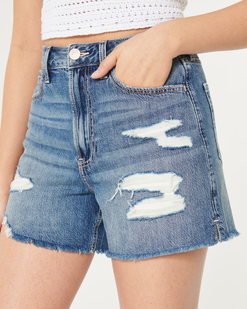 Women's Ultra High-Rise Medium Wash Denim Shorts | Women's Clearance | HollisterCo.com | Hollister (US)