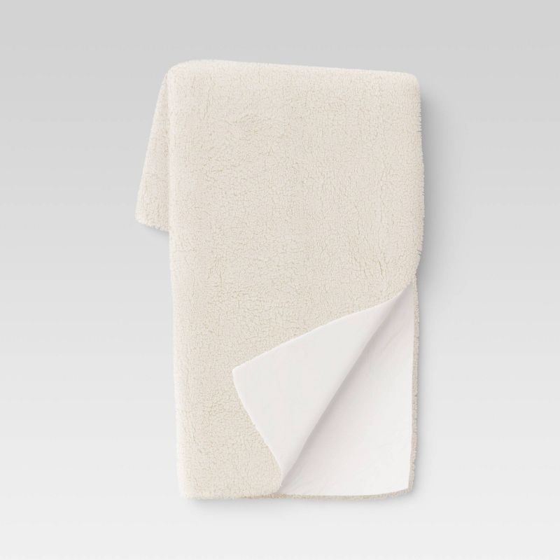 Long Faux Fur Christmas Throw Blanket Off White - Threshold™ | Target