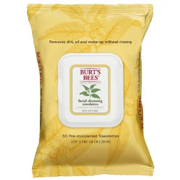 Burt's Bees Facial Cleansing Towelettes with White Tea Extract 30 ea (Pack of 2) - Walmart.com | Walmart (US)