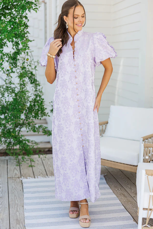 Listen To Me Lavender Purple Floral Midi Dress | The Mint Julep Boutique