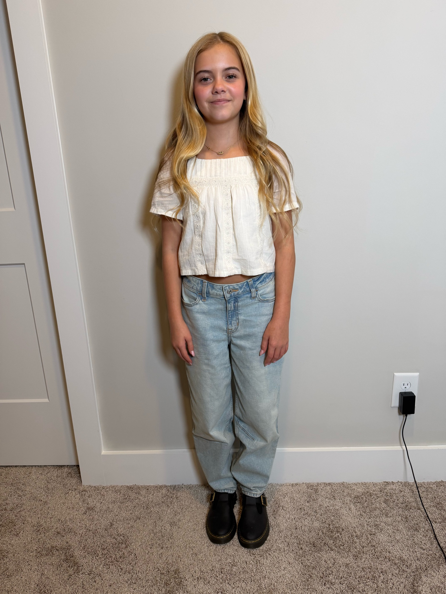 Love this little boho top paired with barrel jeans and doc marten Mary Jane’s! Such a cute little casual fit, would also work great layered with a cardigan! 

#LTKFamily #LTKKids #LTKGiftGuide