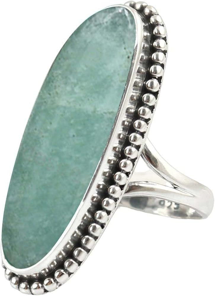 Purple Copper Turquoise Gemstone Ring 925 Sterling Silver Handmade Long Oval Designer Ring For Wo... | Amazon (US)