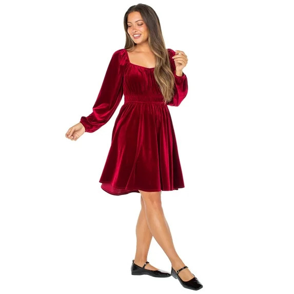Celebrity Pink Women's Sweetheart Velvet Dress, Sizes XS-XXXL | Walmart (US)