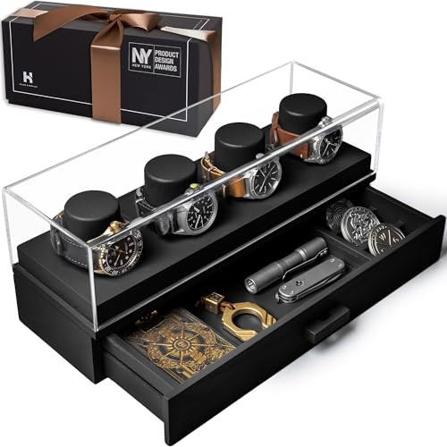 Elevate Your Watch Collection with The Watch Deck – Premium Watch Display Case for 4 Watches – Unique Christmas Gift for Men – Luxury Wooden Mens Watch Box & Watch Case – Lifetime Assurance Included | Amazon (US)
