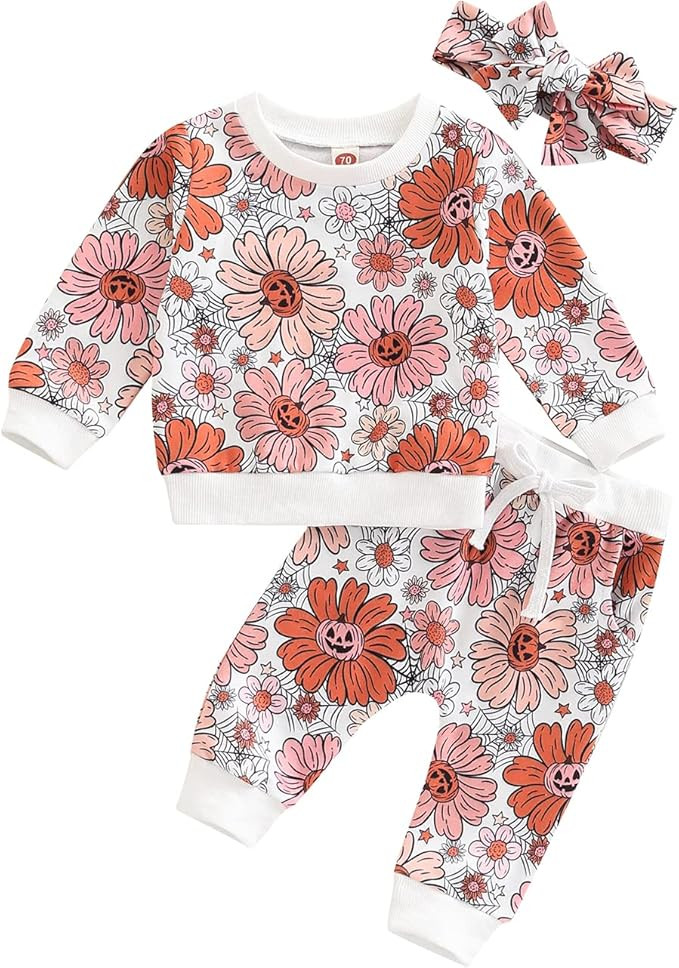 My First Halloween Outfit Baby Boys Girls Pumpkin Sweatshirt Tops + Long Pants Newborn Halloween ... | Amazon (US)