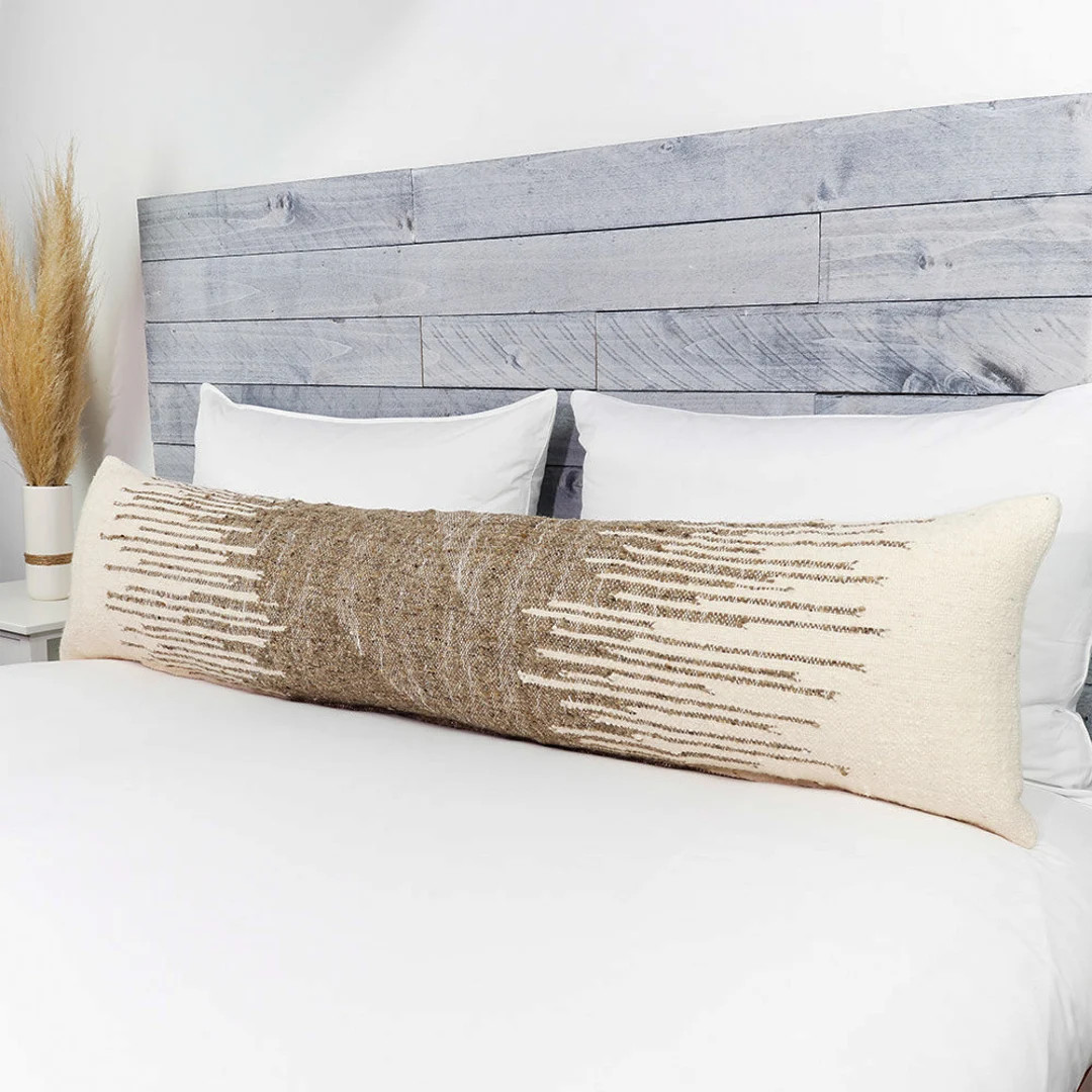 Bohemian Lumbar Pillow, Moroccan Lumbar Pillow 12"x48", Brown, Long Pillow Cover from Wool by Mor... | Etsy (US)