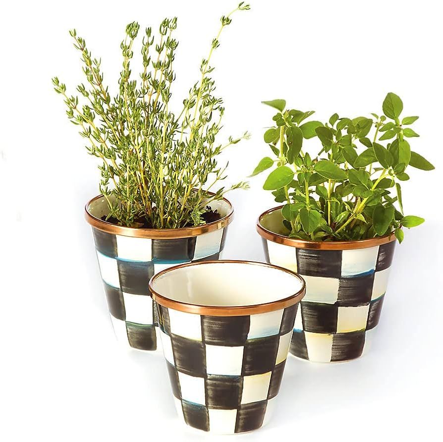 MACKENZIE-CHILDS Courtly Check Herb Planters, Small Planter Pot Set for Indoor Herb Garden, Set o... | Amazon (US)
