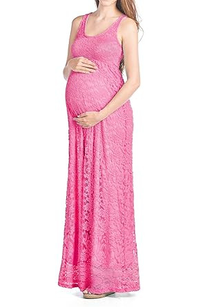 Beachcoco Women's Maternity Long Length Sleeveless Lace Dress | Amazon (US)