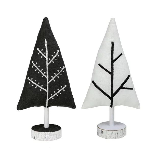 Holiday Time Black and White Fabric Trees Set of 2; Christmas Tabletop Décor - Walmart.com | Walmart (US)