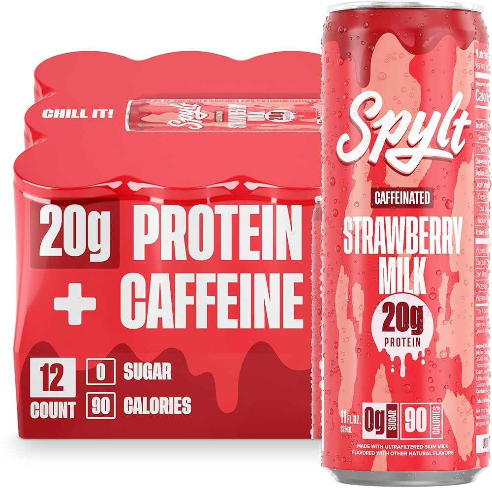High Protein Strawberry Milk with 60mg Caffeine & 20g Protein - 90 Calories, Ready to Drink, Suga... | Amazon (US)