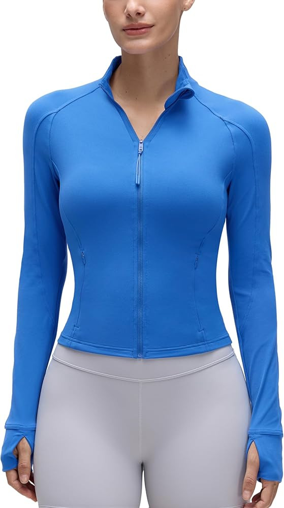 CRZ YOGA Butterluxe Waist Length Jackets for Women - Full Zip Athletic Track Tops with Thumb Hole... | Amazon (US)