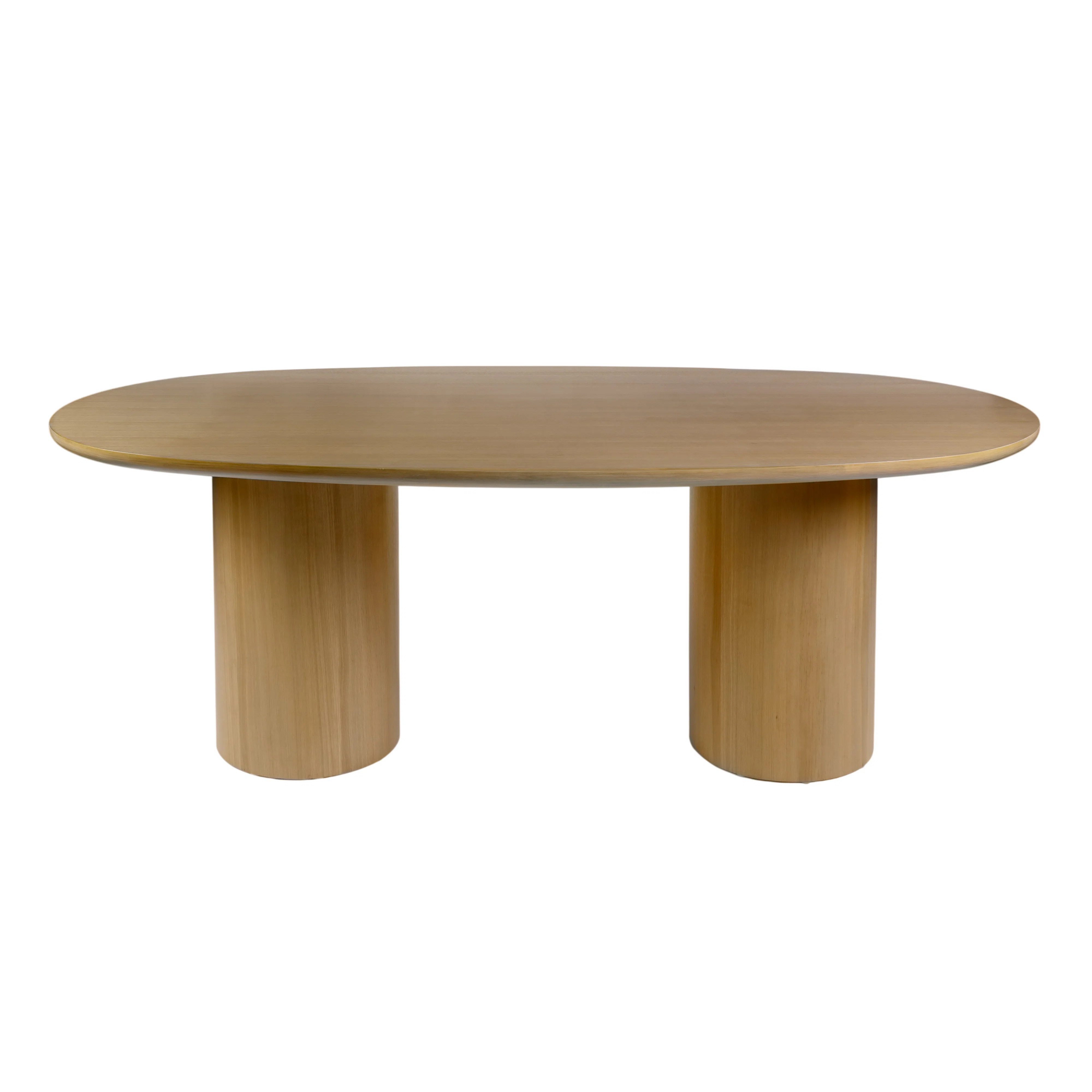Dayzhane 84 In. W Oval Wood Double Pedestal Dining Table, Light Oak Brown | Wayfair North America