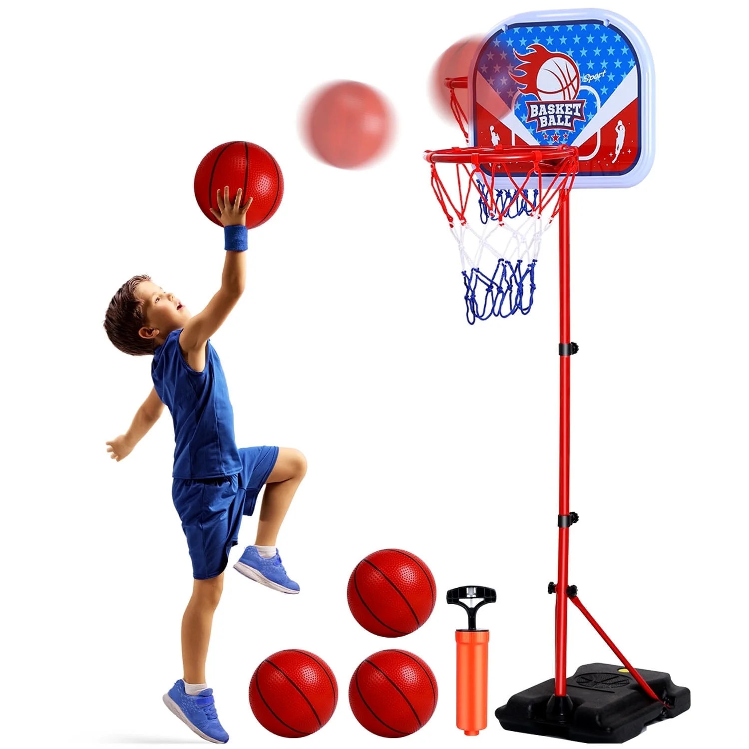 JoyStone Kids Basketball Hoop Adjustable Height 2.9 ft-6.2 ft, Toddler Basketball Hoop Indoor Out... | Walmart (US)