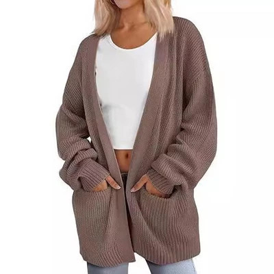 Womens Oversized Cardigans Soft Knit Cardigan Sweater with Pockets Khaki S | Target