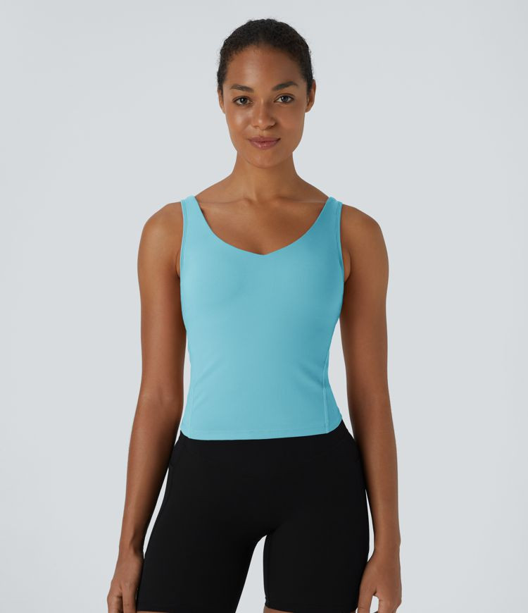 Women’s Softlyzero™ Plush Padded V Neck Plain Tank Top - Halara | HALARA