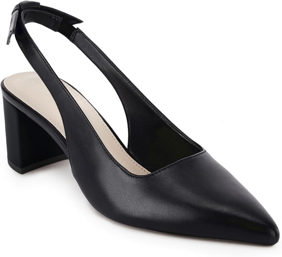Juliet Holy Womens Pumps Pointed Toe Slip on Slingback Cute Bowknot Classic Chunky Block Heels | Amazon (US)