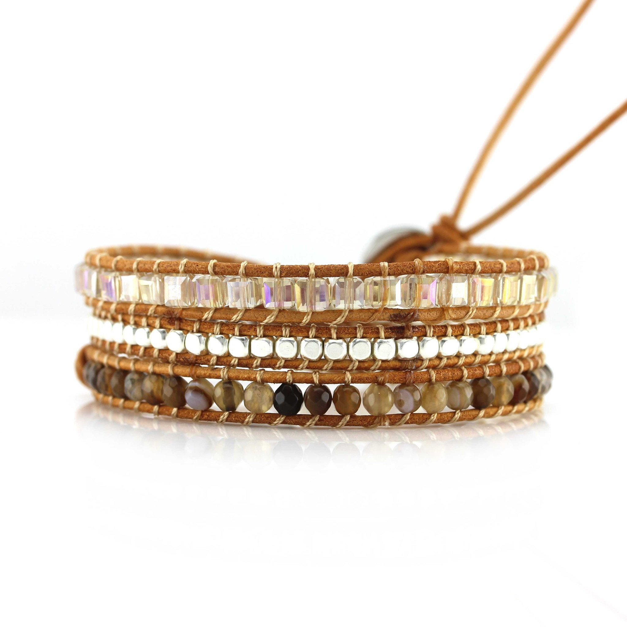 Champagne Emerald Cut Crystals with Earth Tone Stone | Victoria Emerson