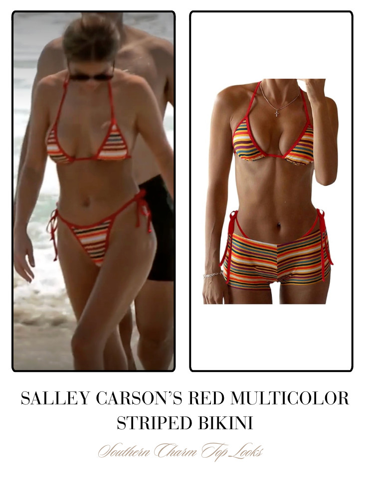 Salley Carson's Red Multicolor Striped Bikini  

 