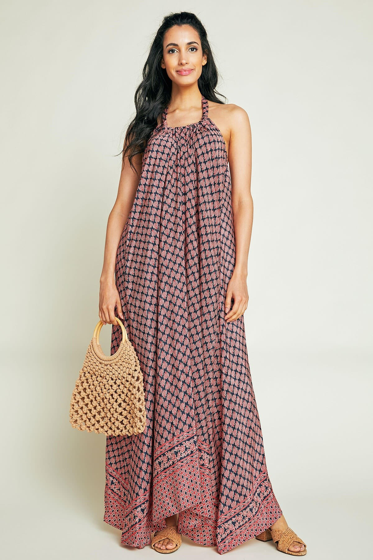 Elan Printed Halter Maxi Dress | Social Threads