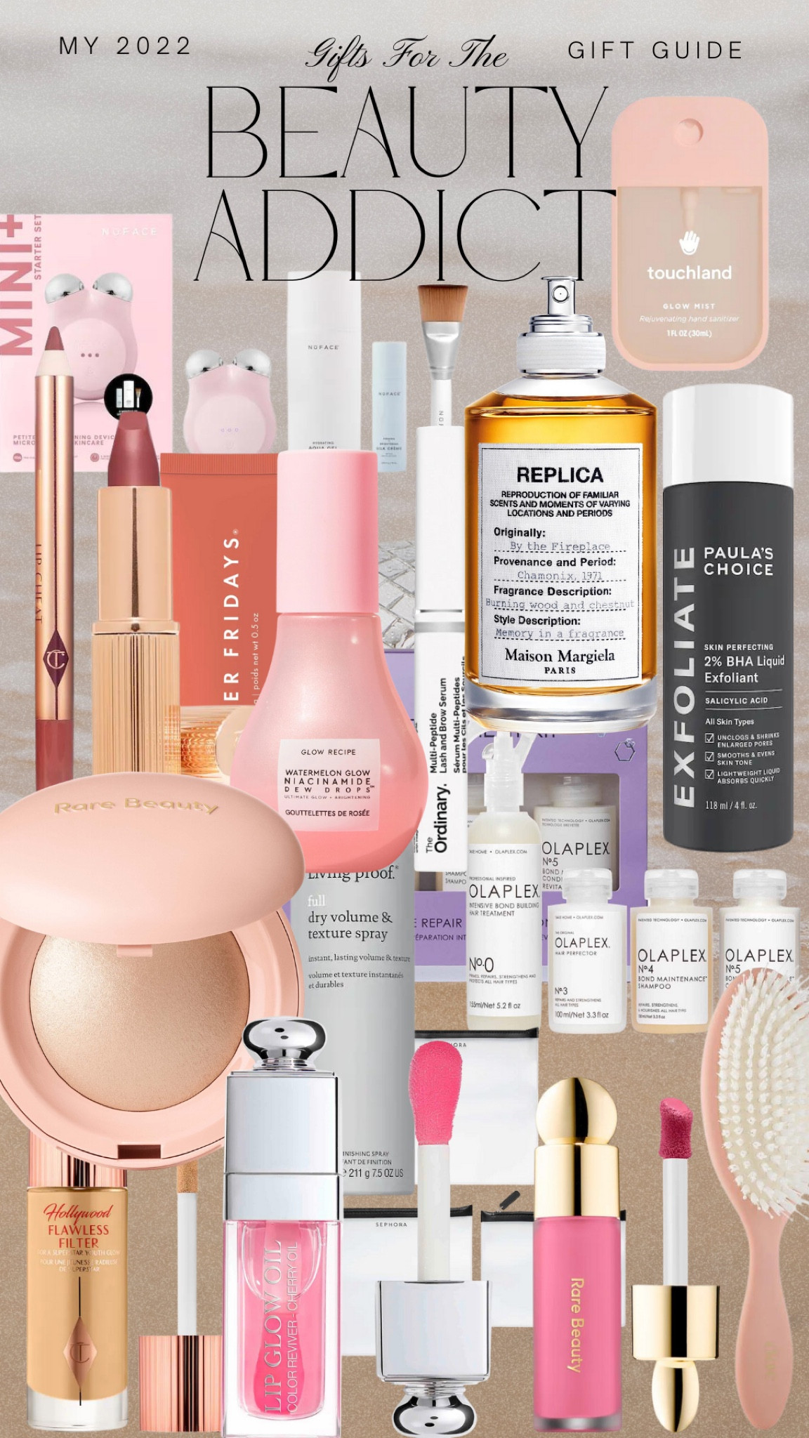 Gift guide for the beauty addict. Paula’s choice exfoliant. rare beauty highlighter. maison margela by the fireplace. olaplex gift set. charlotte tilbury flawless filter. charlotte tilbury pillow talk set. glow recipe skincare. nuface set. makeup clear travel pouches. summer fridays lip balm. the ordinary lash growth. dw tangled brush. rare beauty blush. dior lip tint. living proof hair. touch land mist. 

#LTKHoliday #LTKGiftGuide #LTKSeasonal