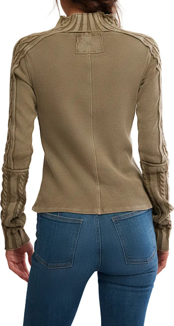 WTF Breezy Cable Knit Mock Neck Top | Nordstrom