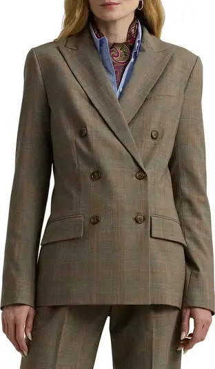 Lauren Ralph Lauren Glen Check Double Breasted Wool Blazer | Nordstrom | Nordstrom