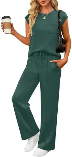 ANRABESS Two Piece Sets for Women 2026 Summer Travel Vacation Outfits Sleeveless Lounge Set Match... | Amazon (US)