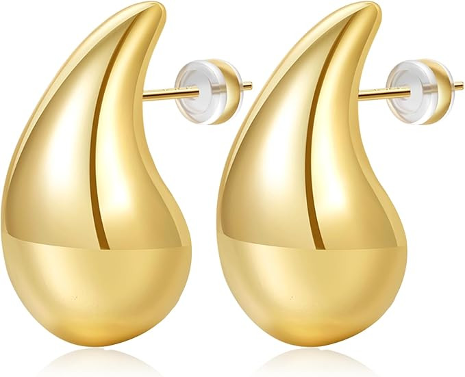 NEVEGE Gold Teardrop Earrings for Women 14K Gold Plated Water Drop Earrings Hypoallergenic Chunky... | Amazon (CA)