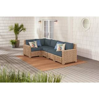 This item: Laguna Point 5-Piece Natural Tan Wicker Outdoor Patio Sectional Sofa with Sunbrella De... | The Home Depot