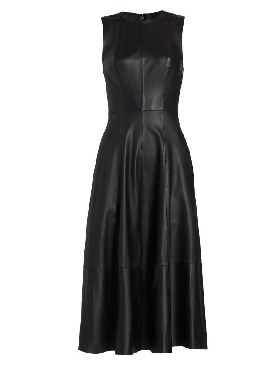 Vince Sleeveless Leather Midi-Dress | Saks Fifth Avenue