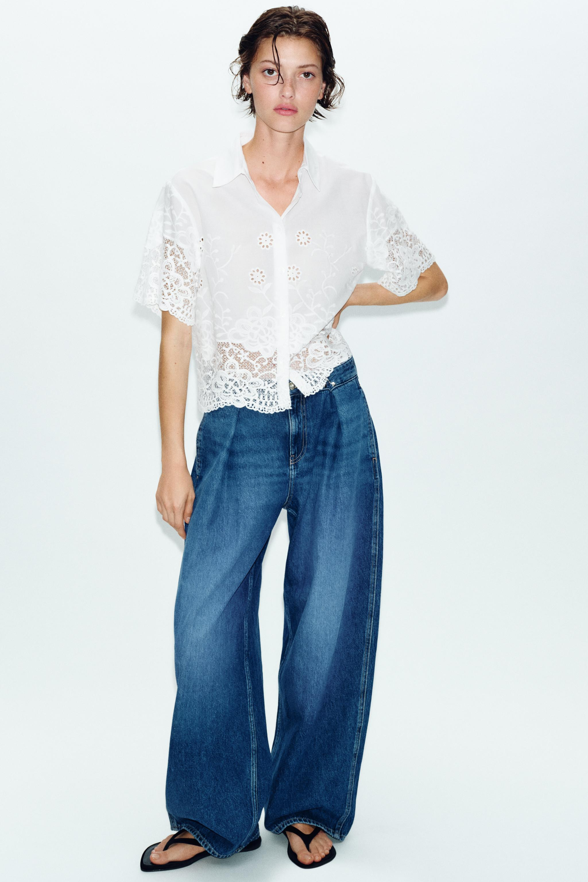 EMBROIDERED EYELET SHIRT | Zara US