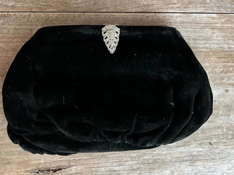1930’s NRA Black Velvet Art Deco Clutch Bag Silver Clasp 9” X 6” - Etsy | Etsy (US)