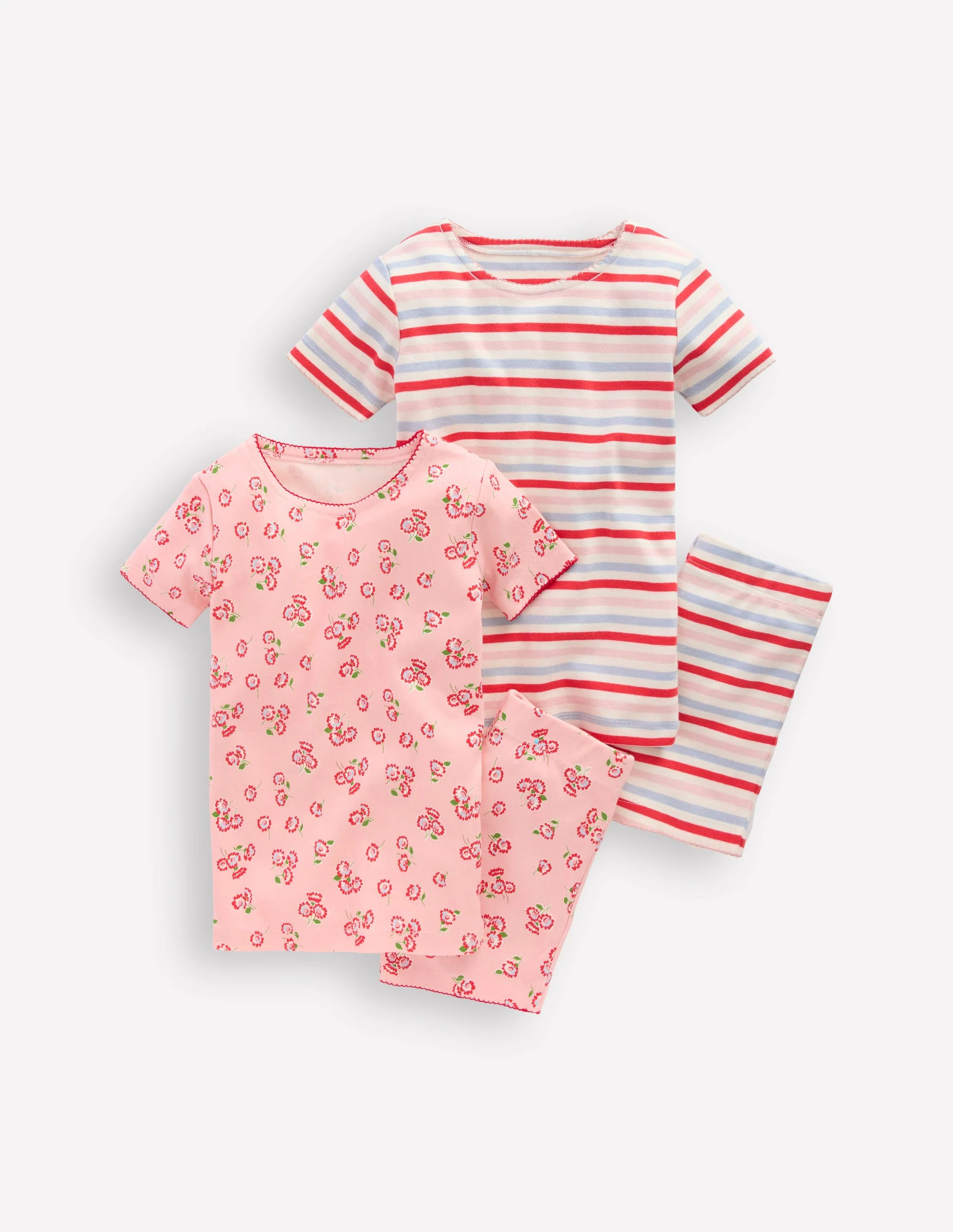 Twin Pack Short Pajamas-Chalk Pink Daisy | Boden (US)