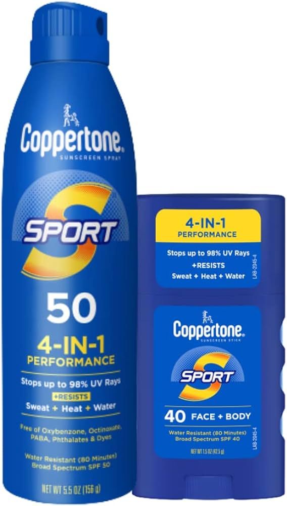 Coppertone Sport Sunscreen Spray, Broad Spectrum SPF 50 Water Resistant Spray Sunscreen, 5.5 Oz a... | Amazon (US)