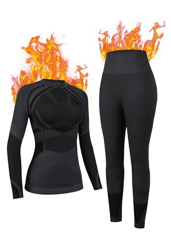 ATTRACO Womens Long Thermal Underwear Long Johns for Women Thermal Base Layer Winter Underwear for Women Black Medium | Amazon (US)