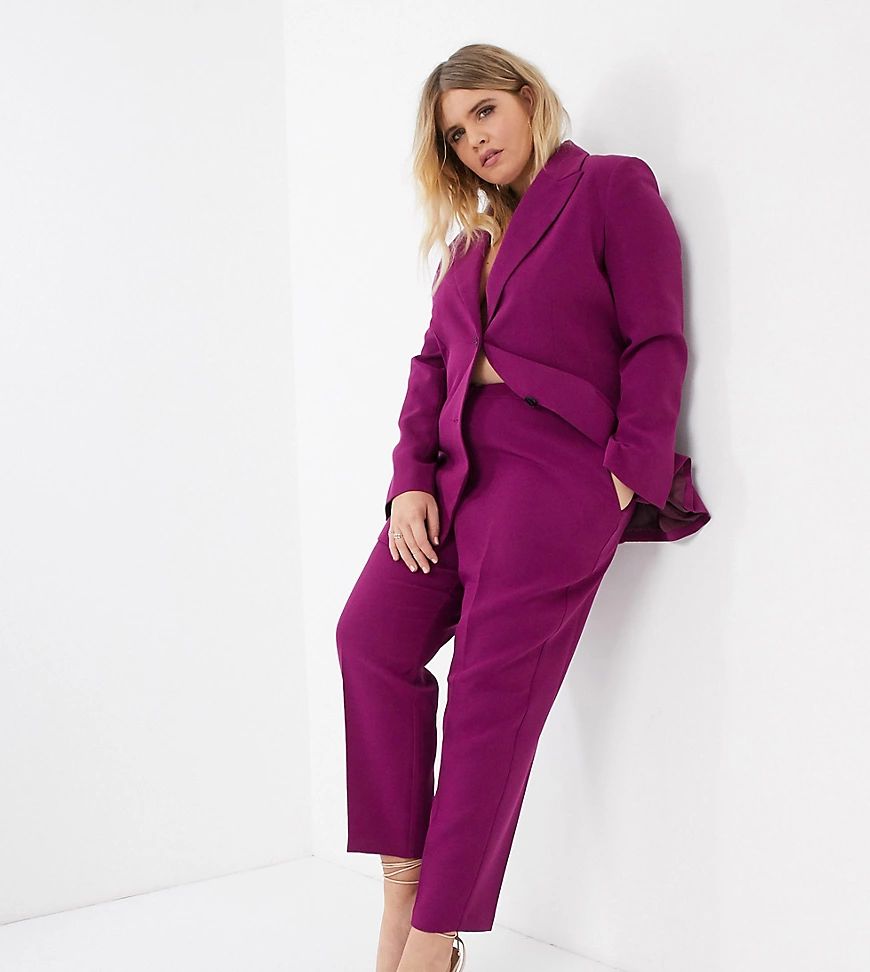 ASOS DESIGN Curve pop slim suit pants in purple | ASOS (Global)