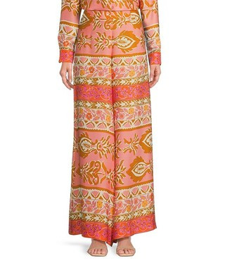 Alex Marie Rae Twill Patterned Wide Leg Palazzo Pants | Dillard's | Dillard's