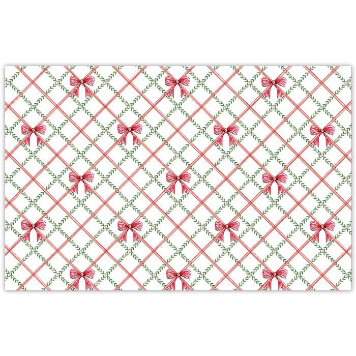 Red Bow with Greenery Trellis Pattern Placemats | Rosanne Beck Collections
