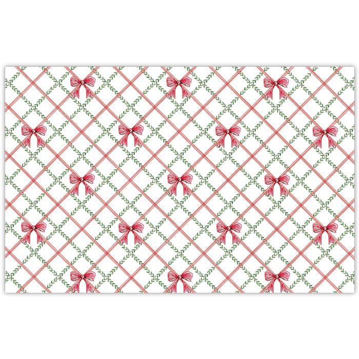 Red Bow with Greenery Trellis Pattern Placemats | Rosanne Beck Collections