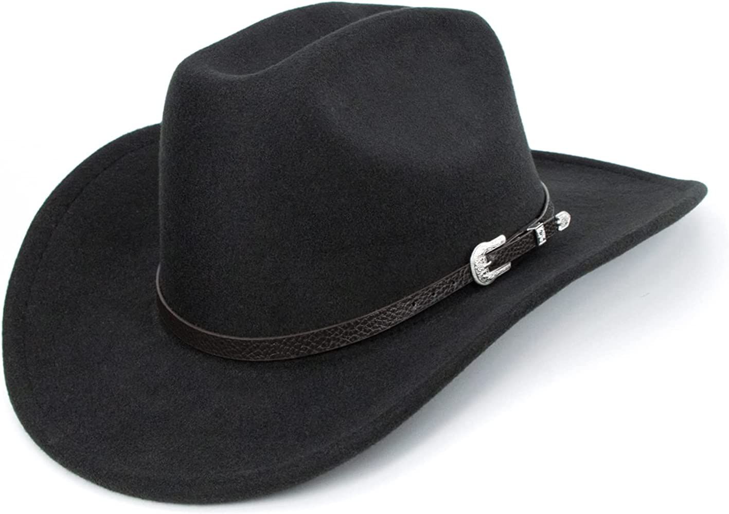 Western Cowboy Hat for Men Women Classic Roll Up Fedora Hat with Buckle Belt (Hat Circumference 2... | Amazon (US)