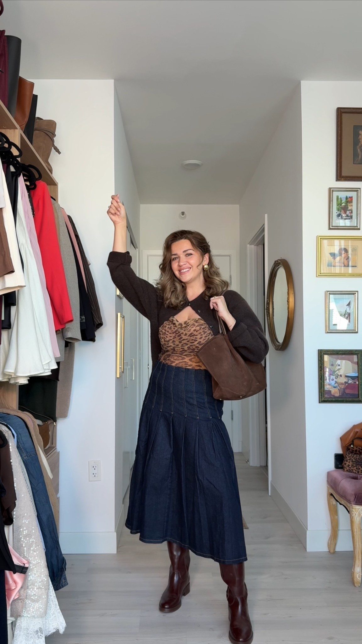 Look 4! 

I feel like this look would be perfectttt for like a lecture (if you dress up like I do!) or a fall coffee date. The cardigan on top makes it very girl next-door, but I really wanted to still keep it a little flirty so I added the cheetah print underneath and kept it very laid-back with the flat boots 🤎🍂

#LTKSeasonal #LTKStyleTip #LTKFindsUnder50