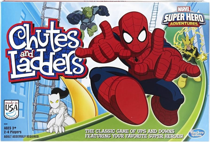 Hasbro Gaming Chutes and Ladders: Marvel Spider-Man Edition Board Game for Kids 2-4 Players, Pres... | Amazon (US)