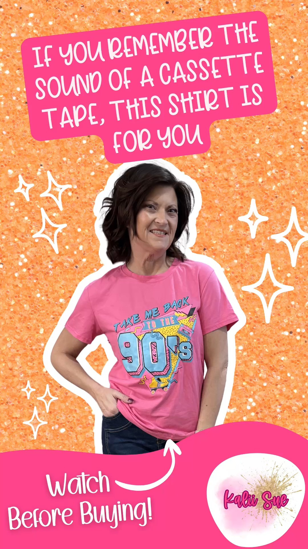 As a millennial to my core, this "Take Me Back to the 90s" shirt was an absolute no-brainer. The vintage neon graphics—complete with the cassette tape and roller skates—give me all the nostalgia feels! It’s crafted from a high-quality, soft fabric with a little stretch, so it’s actually comfortable for daily wear, not just for a theme party.

Whether you're looking for a 90s outfit for women or the perfect birthday party gift, this tee is a total standout. It has a relaxed fit and a classic crew neck that looks great with skinny jeans and ankle boots, or you can go full retro with some neon leggings. It’s breathable, lightweight, and honestly makes me feel like I’m back in the best decade ever.

Sizing & Care Tip: It runs in standard US sizes from S (4-6) to XXL (18-20). I recommend a machine wash cold inside out to keep those neon colors and the retro 90s printed pattern looking sharp. Style Tip: Tie it in a knot like I did in the video to give it a more cropped, trendy silhouette! It’s the best choice for travel, holiday shopping, or just hanging out with your fellow 90s pals. 

 