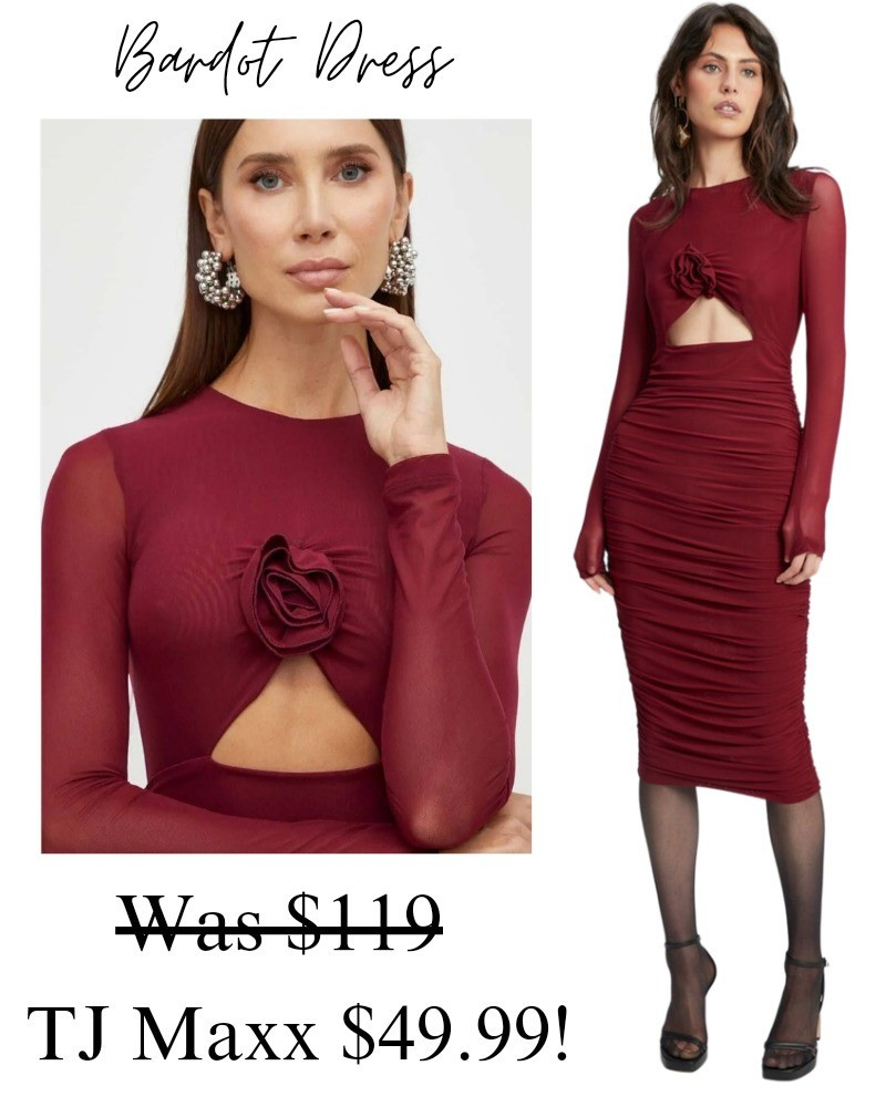 Bardot dress on major sale at TJ maxx, long sleeve, cut out, rose, date night, dressy, fall, sexy, designer deals.

#LTKSaleAlert #LTKStyleTip #LTKFindsUnder50