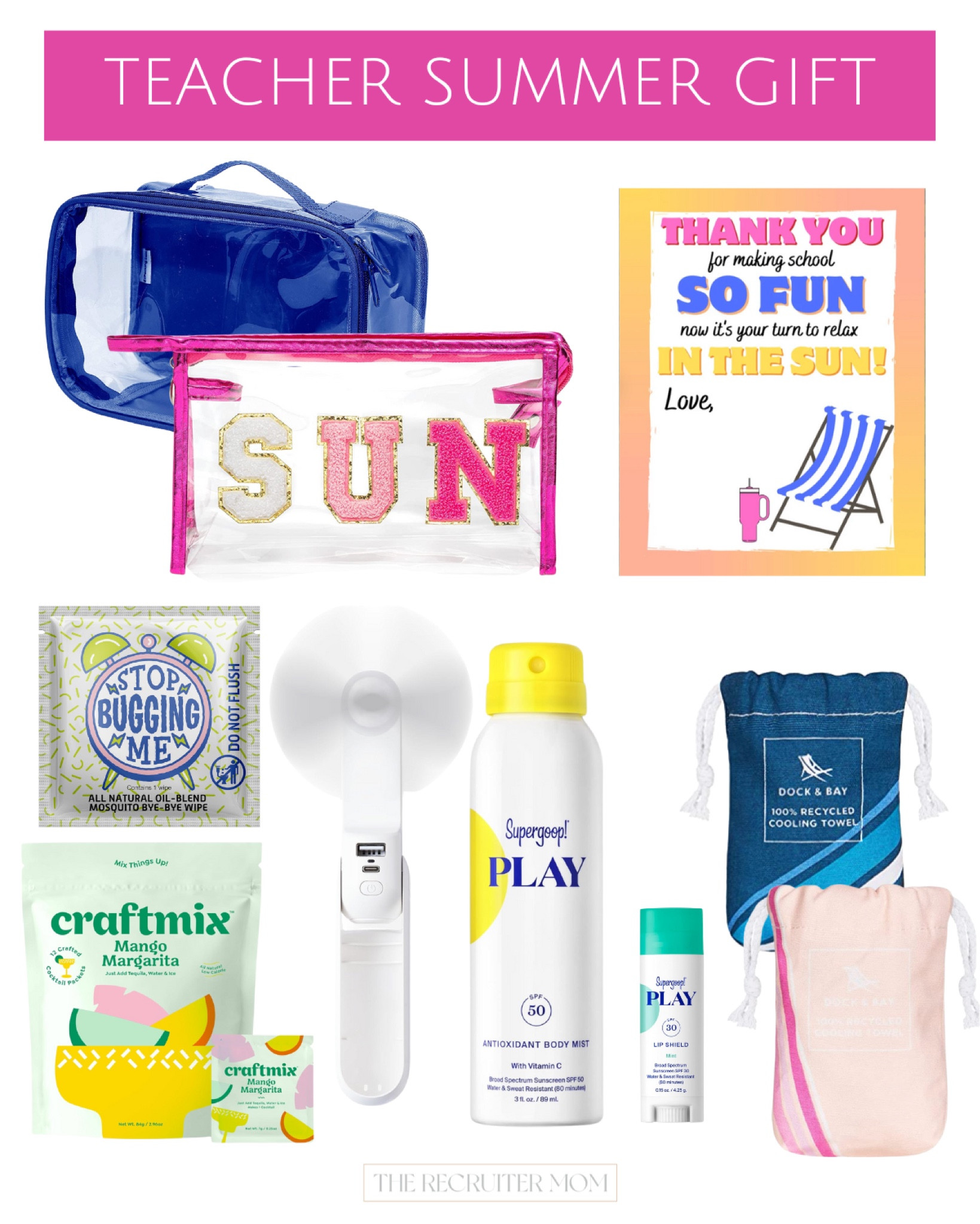 Teacher Summer Gifts 

Teacher appreciation  teacher gift  teacher gift guide  sunscreen   Portable fan  beach gift guide  beach bag  gift guide  

#LTKSeasonal #LTKswim #LTKtravel