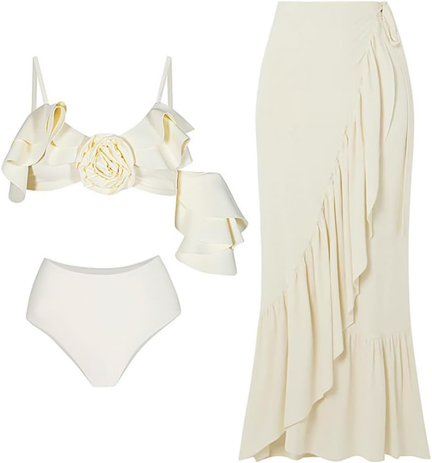 IDOPIP Women's One Piece Swimsuit with Beach Cover up Wrap Skirt Sarong Retro Floral Print Bikini... | Amazon (US)